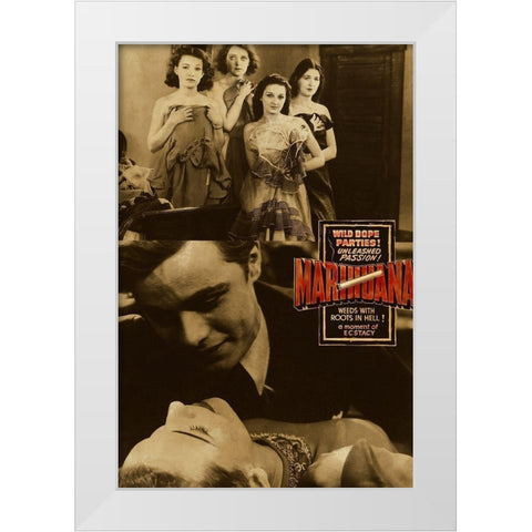 Vintage Vices: Wild Dope Parties! Marihuana. White Modern Wood Framed Art Print by Vintage Vices