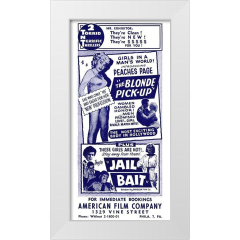 Vintage Vices: Blonde Pick-Up and Jail Bait White Modern Wood Framed Art Print by Vintage Vices