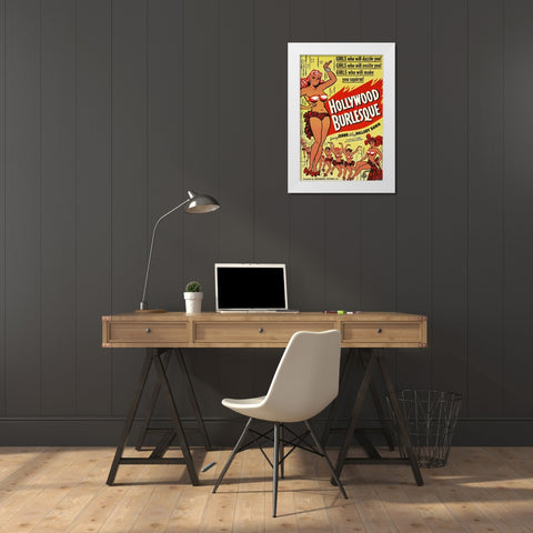 Vintage Vices: Hollywood Burlesque White Modern Wood Framed Art Print by Vintage Vices