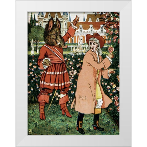 Beauty and the Beast - The Beast in Red White Modern Wood Framed Art Print by Crane, Walter
