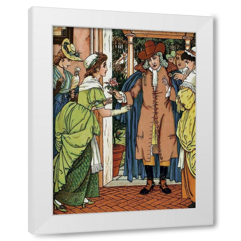 Beauty and the Beast - Greetings White Modern Wood Framed Art Print by Crane, Walter