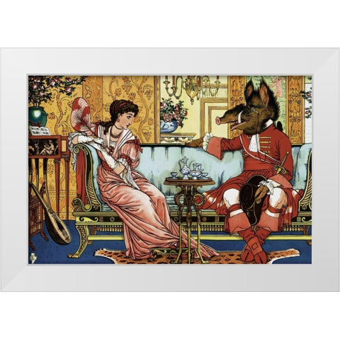 Beauty and the Beast  - The Courtship White Modern Wood Framed Art Print by Crane, Walter