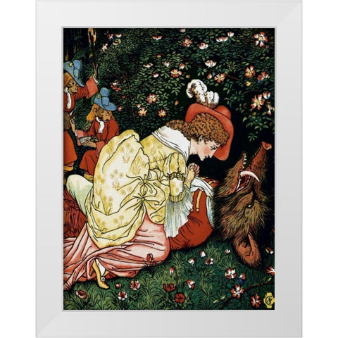 Beauty and the Beast - In the Woods White Modern Wood Framed Art Print by Crane, Walter