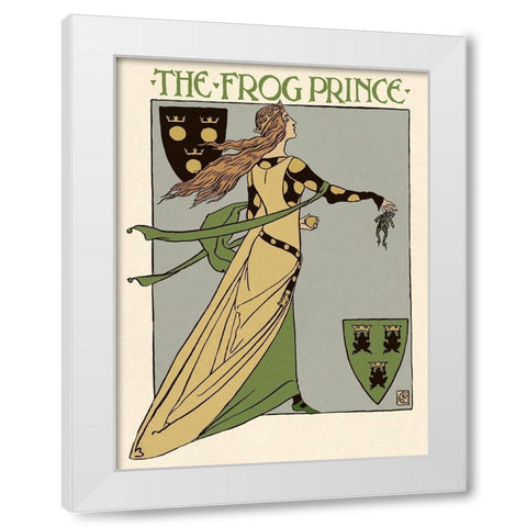 Frog Prince Title Page White Modern Wood Framed Art Print by Crane, Walter
