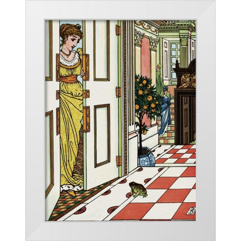 Frog Prince - Greeting the Frog White Modern Wood Framed Art Print by Crane, Walter