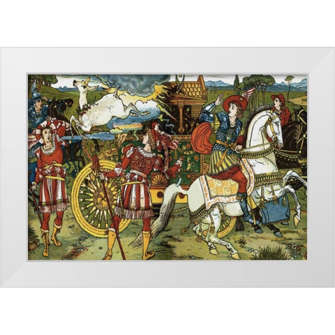 Hind in the Wood - Leap White Modern Wood Framed Art Print by Crane, Walter