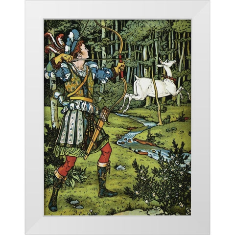 Hind in the Wood - The Archer White Modern Wood Framed Art Print by Crane, Walter
