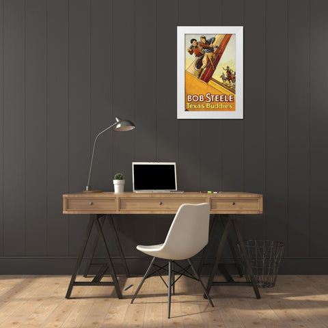 Vintage Westerns: Texas Buddies White Modern Wood Framed Art Print by Unknown