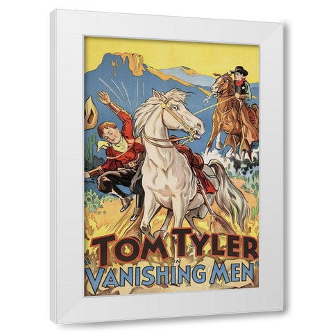 Vintage Westerns: Vanishing men White Modern Wood Framed Art Print by Unknown
