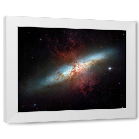 M82 - Starburst Galaxy White Modern Wood Framed Art Print by NASA