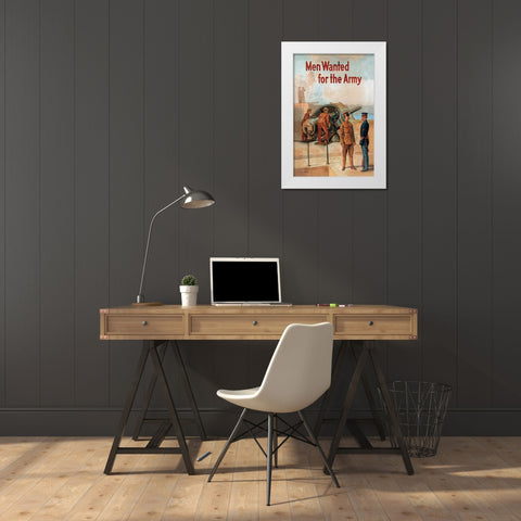 WWI: Men Wanted for the Army White Modern Wood Framed Art Print by Whalen, Michael P.
