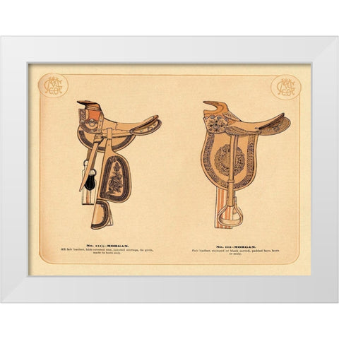 Saddles and Tack: Morgan Saddles #1 White Modern Wood Framed Art Print by Unknown