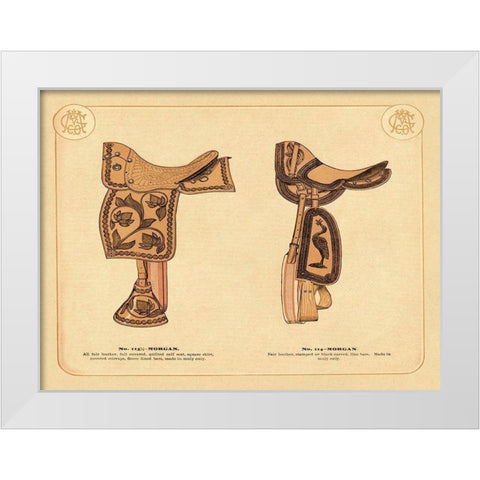 Saddles and Tack: Morgan Saddles #2 White Modern Wood Framed Art Print by Unknown