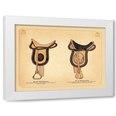 Saddles and Tack: McClellan Saddles #2 White Modern Wood Framed Art Print by Unknown
