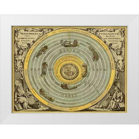 Maps of the Heavens: Planisphaerium Ptolemaicum White Modern Wood Framed Art Print by Cellarius, Andreas