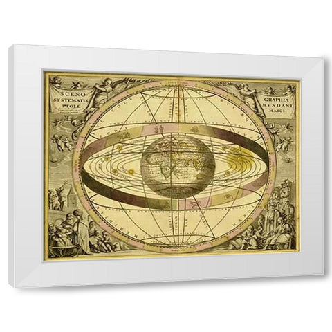 Maps of the Heavens: Sceno Systematis Ptolemaici White Modern Wood Framed Art Print by Cellarius, Andreas