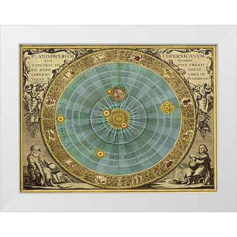 Maps of the Heavens: Planisphaerium Copernicanum White Modern Wood Framed Art Print by Cellarius, Andreas