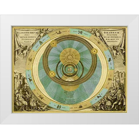 Maps of the Heavens: Planisphaerium Braheum White Modern Wood Framed Art Print by Cellarius, Andreas