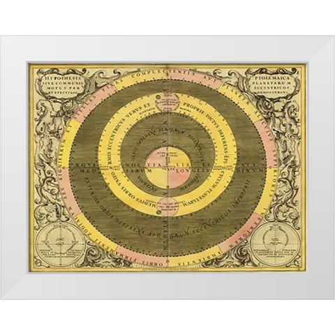 Maps of the Heavens: Hypothesis Ptomlemaica White Modern Wood Framed Art Print by Cellarius, Andreas