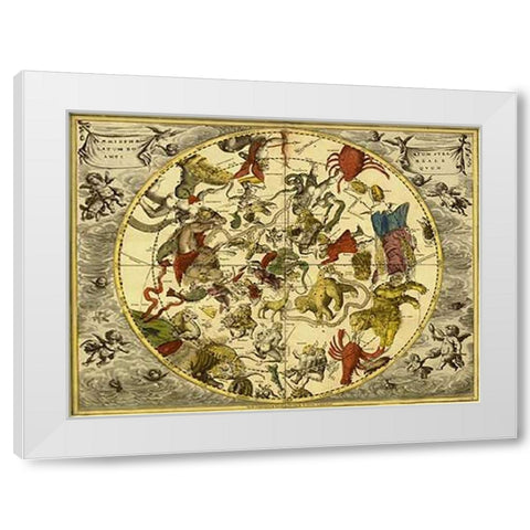 Maps of the Heavens: Planisphaerium Stellatum Boreale White Modern Wood Framed Art Print by Cellarius, Andreas