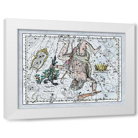 Maps of the Heavens: Hercules, the Lyre and Corona Borealis White Modern Wood Framed Art Print by Jamieson, Alexander