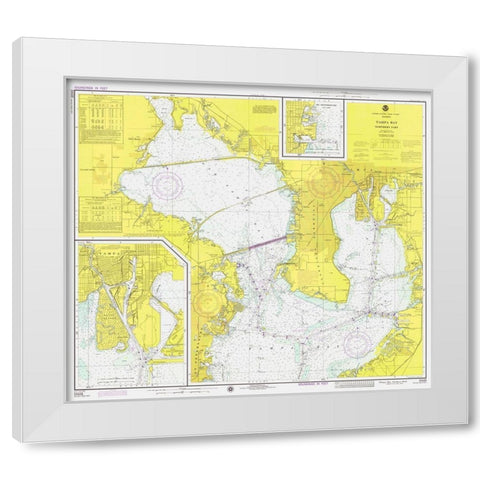 Nautical Chart - Tampa Bay - Northern Part ca. 1975 White Modern Wood Framed Art Print by NOAA Historical Map and Chart Collection