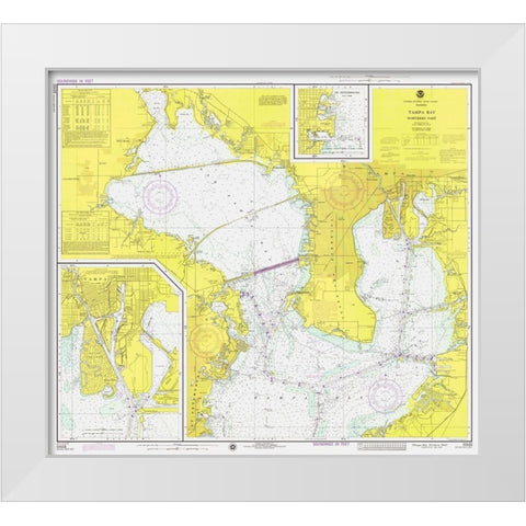 Nautical Chart - Tampa Bay - Northern Part ca. 1975 White Modern Wood Framed Art Print by NOAA Historical Map and Chart Collection