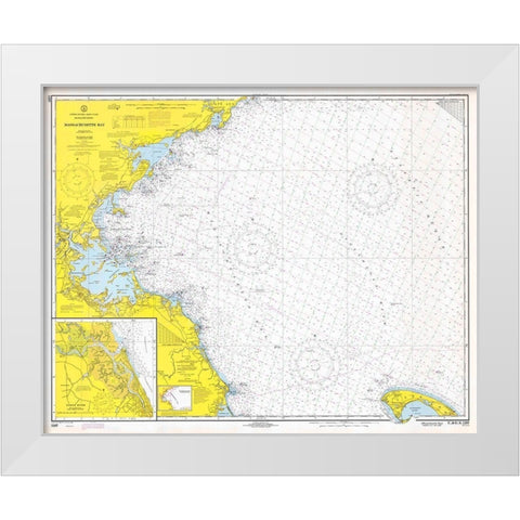 Nautical Chart - Massachusetts Bay ca. 1970 White Modern Wood Framed Art Print by NOAA Historical Map and Chart Collection