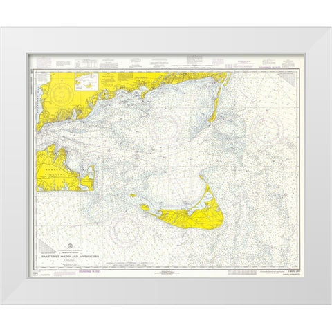 Nautical Chart - Nantucket Sound and Approaches ca. 1973 White Modern Wood Framed Art Print by NOAA Historical Map and Chart Collection