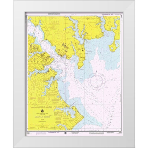 Nautical Chart - Annapolis Harbor ca. 1975 White Modern Wood Framed Art Print by NOAA Historical Map and Chart Collection