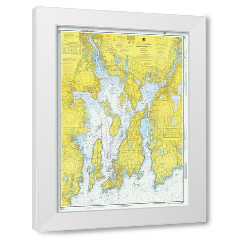 Nautical Chart - Narragansett Bay ca. 1975 White Modern Wood Framed Art Print by NOAA Historical Map and Chart Collection