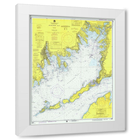 Nautical Chart - Buzzards Bay ca. 1974 White Modern Wood Framed Art Print by NOAA Historical Map and Chart Collection