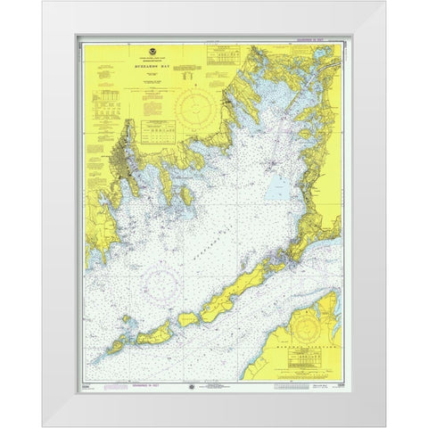 Nautical Chart - Buzzards Bay ca. 1974 White Modern Wood Framed Art Print by NOAA Historical Map and Chart Collection
