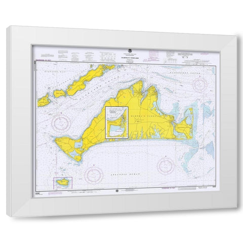 Nautical Chart - Marthas Vineyard ca. 1975 White Modern Wood Framed Art Print by NOAA Historical Map and Chart Collection