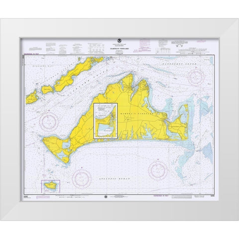 Nautical Chart - Marthas Vineyard ca. 1975 White Modern Wood Framed Art Print by NOAA Historical Map and Chart Collection