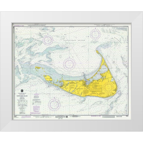 Nautical Chart - Nantucket Island ca. 1975 White Modern Wood Framed Art Print by NOAA Historical Map and Chart Collection
