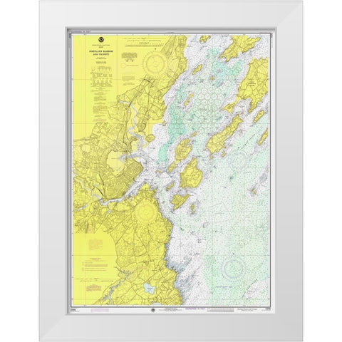Nautical Chart - Portland Harbor and Vicinity ca. 1974 White Modern Wood Framed Art Print by NOAA Historical Map and Chart Collection