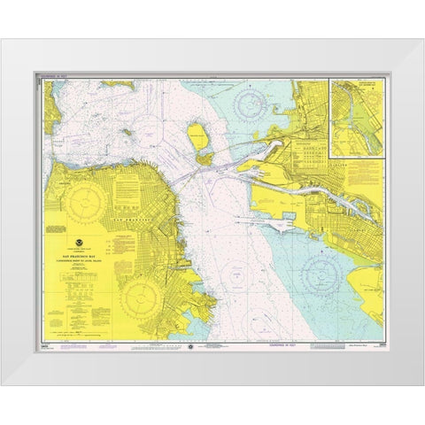 Nautical Chart - San Francisco Bay ca. 1975 White Modern Wood Framed Art Print by NOAA Historical Map and Chart Collection