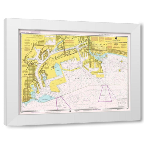 Nautical Chart - Los Angeles and Long Beach Harbors ca. 1998 White Modern Wood Framed Art Print by NOAA Historical Map and Chart Collection