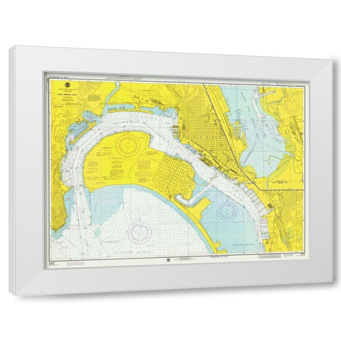 Nautical Chart - San Diego Bay ca. 1974 White Modern Wood Framed Art Print by NOAA Historical Map and Chart Collection