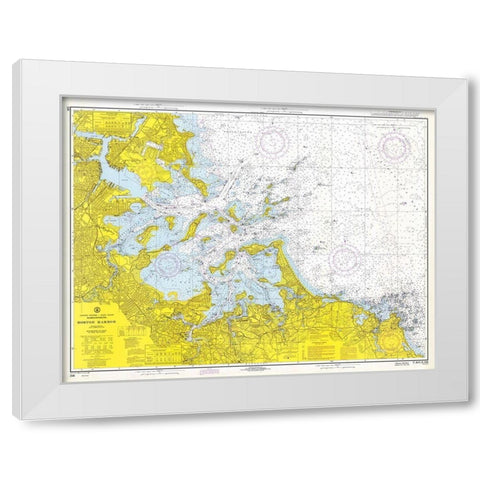 Nautical Chart - Boston Harbor ca. 1970 White Modern Wood Framed Art Print by NOAA Historical Map and Chart Collection
