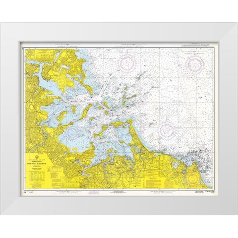 Nautical Chart - Boston Harbor ca. 1970 White Modern Wood Framed Art Print by NOAA Historical Map and Chart Collection