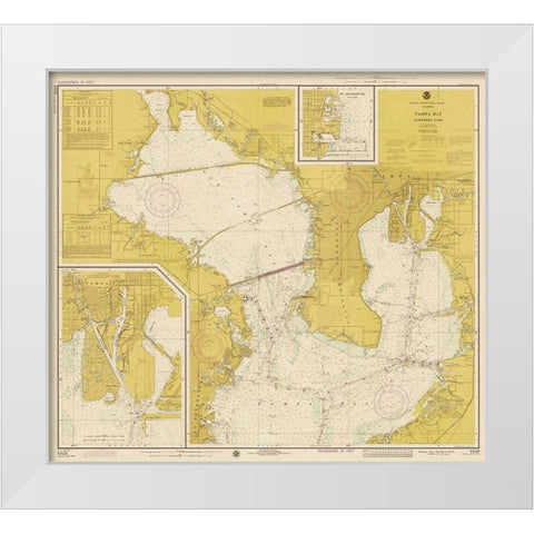 Nautical Chart - Tampa Bay - Northern Part ca. 1975 - Sepia Tinted White Modern Wood Framed Art Print by NOAA Historical Map and Chart Collection