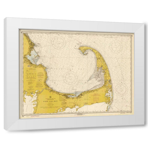 Nautical Chart - Cape Cod Bay ca. 1970 - Sepia Tinted White Modern Wood Framed Art Print by NOAA Historical Map-Chart
