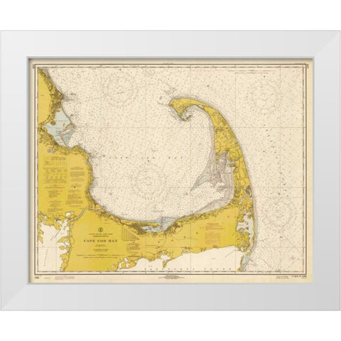 Nautical Chart - Cape Cod Bay ca. 1970 - Sepia Tinted White Modern Wood Framed Art Print by NOAA Historical Map-Chart