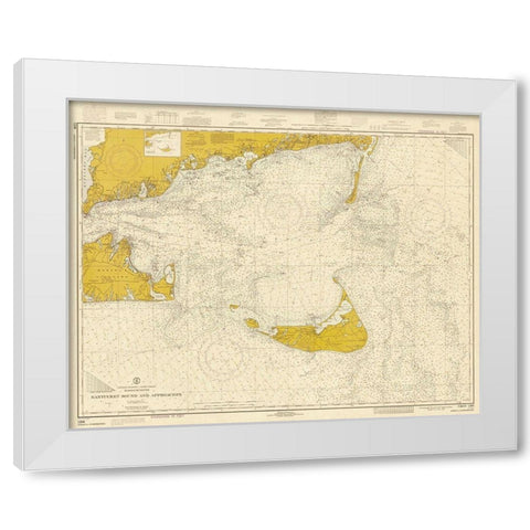 Nautical Chart - Nantucket Sound and Approaches ca. 1973 - Sepia Tinted White Modern Wood Framed Art Print by NOAA Historical Map and Chart Collection