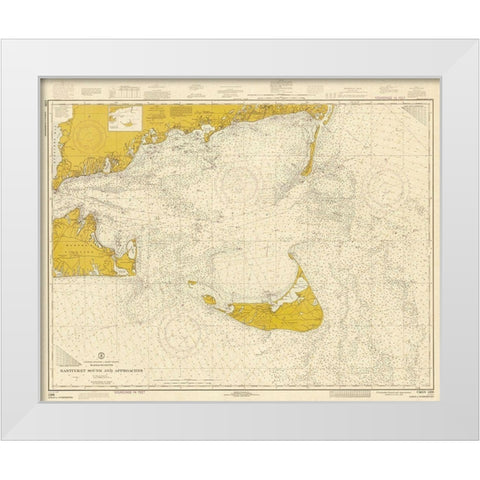 Nautical Chart - Nantucket Sound and Approaches ca. 1973 - Sepia Tinted White Modern Wood Framed Art Print by NOAA Historical Map and Chart Collection