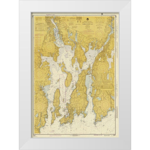 Nautical Chart - Narragansett Bay ca. 1975 - Sepia Tinted White Modern Wood Framed Art Print by NOAA Historical Map and Chart Collection