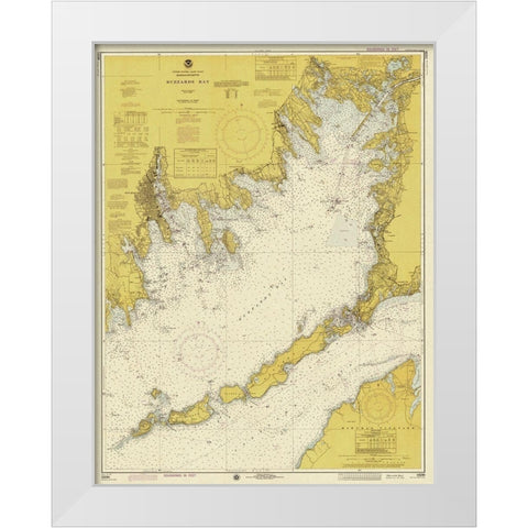 Nautical Chart - Buzzards Bay ca. 1974 - Sepia Tinted White Modern Wood Framed Art Print by NOAA Historical Map and Chart Collection