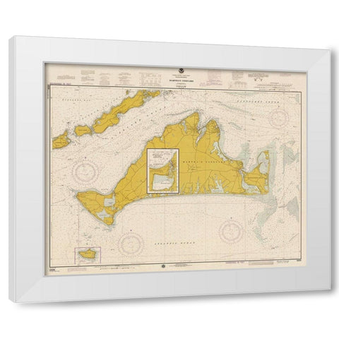Nautical Chart - Marthas Vineyard ca. 1975 - Sepia Tinted White Modern Wood Framed Art Print by NOAA Historical Map and Chart Collection